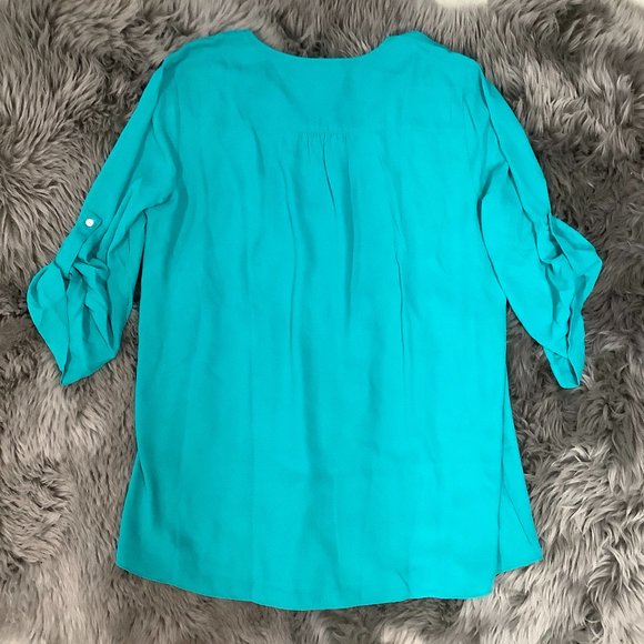Cristina B | Women's 3/4 Sleeve Shirt | Teal - Picture 2 of 3